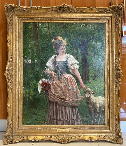 MAGNIFICENT 19C GERMAN O/C LARGE PAINTING BY HEINRICH LOSSOW FAMOUS LISTED ART