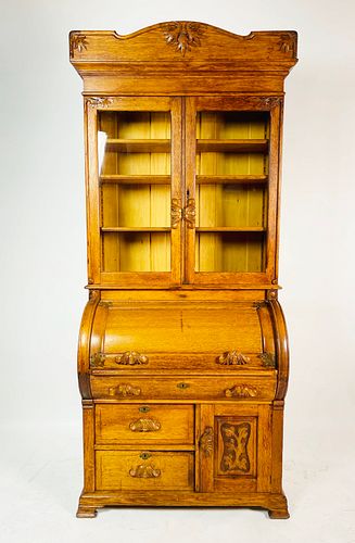 Victorian Oak Cylinder Top Secretary-Desk, CA 1890s