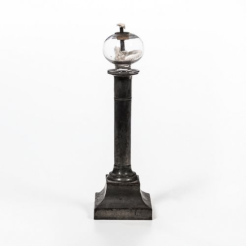 Tin Column Candlestick with Peg Lamp