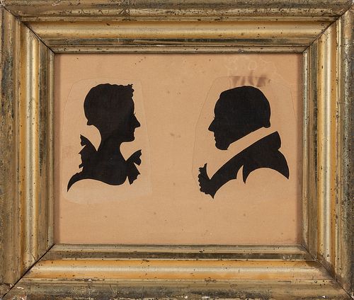 Framed Double Silhouette Portrait of Ebenezer and Eunice Smith Edgerton