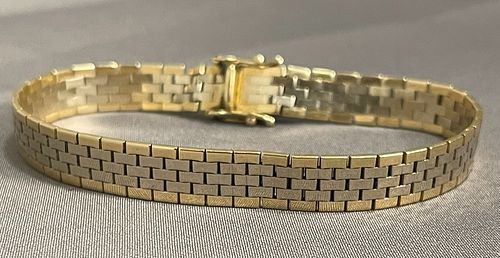 14k Gold Two Toned Women's Bracelet Made In Italy