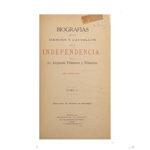 Villaseñor y Villaseñor, Alejandro. Biografías de los Héroes y Caudillos de la Independencia. México: Imprenta de "El Tiempo", 1910.