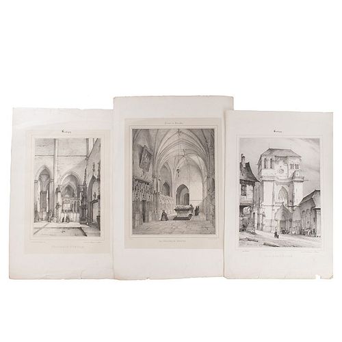 Durand, André. Chapelle - Vieille / Façade de l'Église /La Chapelle - Neuve / Voyage Pittoresque...Pzs: 4.