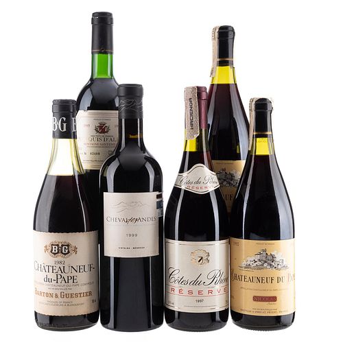 Lote de Vinos Tintos de Francia y Argentina. Cheval des Andes. En presentaciones de 750 ml. Total de piezas: 6.