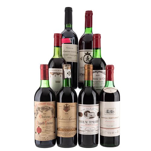 Lote de Vinos Tintos de Francia y Argentina. Château Le Gay.  Château Timberlay. En presentaciones de 750 ml. Total de piezas: 8.