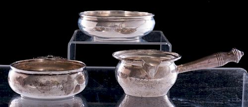 Sterling Porringer Bowls & Pourer, Three (3)