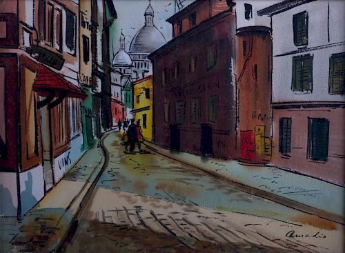 Amadio Streetscape Watercolor, Signed