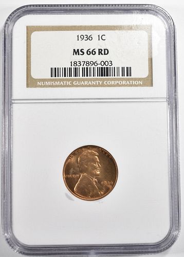1936 WHEAT CENT NGC MS 66 RD