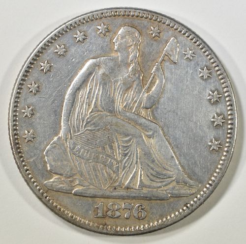 1876 SEATED LIBERTY HALF DOLLAR CH AU