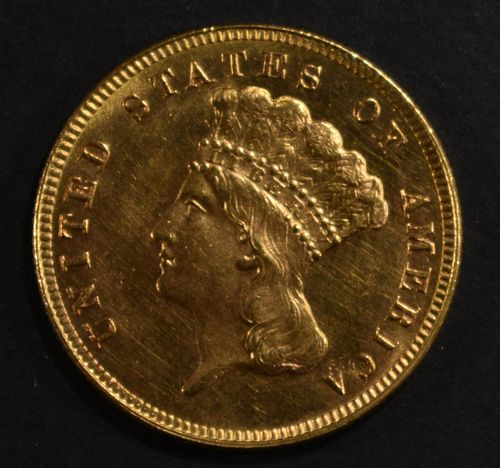 1888 GOLD $3 PRINCESS  GEM BU