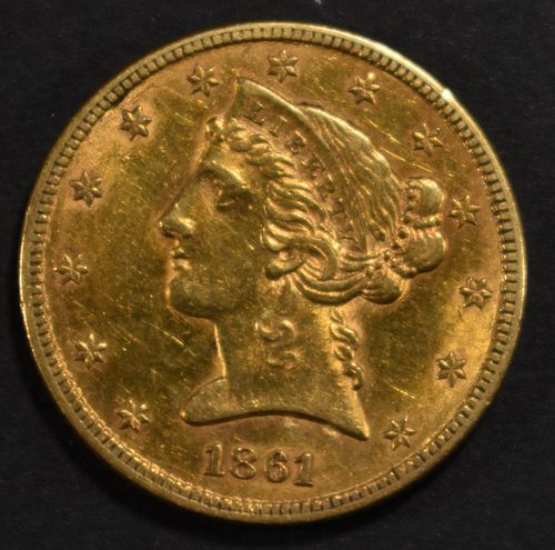 1861 GOLD $5 LIBERTY  LOVELY ORIG. BU