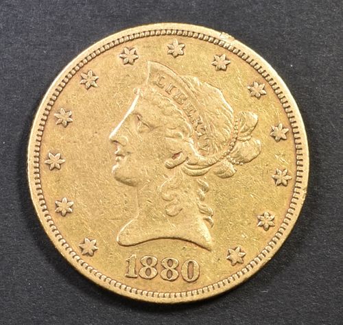 1880 $10 GOLD LIBERTY VF