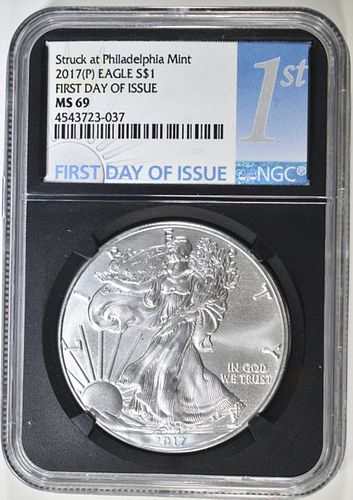 2017 AMERICAN SILVER EAGLE FD NGC MS 69