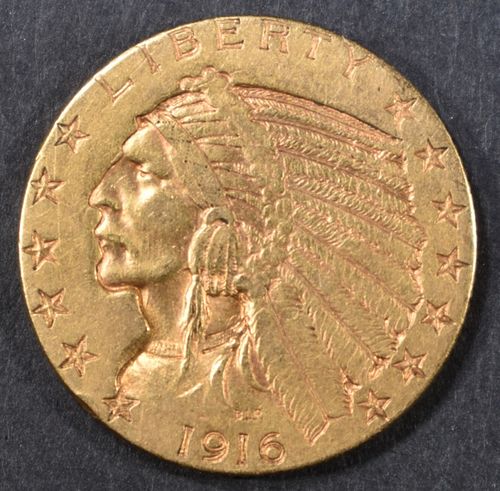 1916-S $5 GOLD INDIAN AU