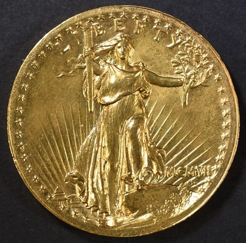 1907 $20 GOLD HIGH RELIEF SAINT GAUDENS BU