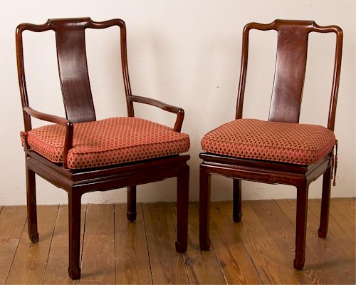 Chinese Style Exotic Hardwood Chairs, Pair