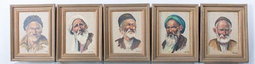Oil on Canvas Portraits Signed Alish, Five (5)