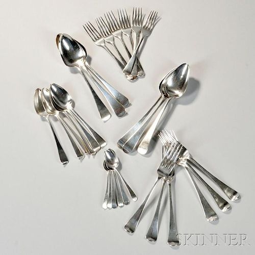 Thirty Pieces of Assorted George III Sterling Silver Flatware