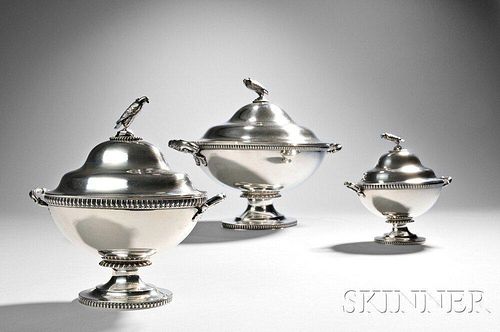 Three Tiffany & Co. Sterling Silver Tureens and Covers