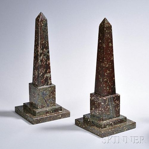 Pair of Grand Tour Marble Obelisks