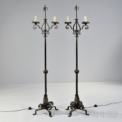 Two Iron Floor Lamps