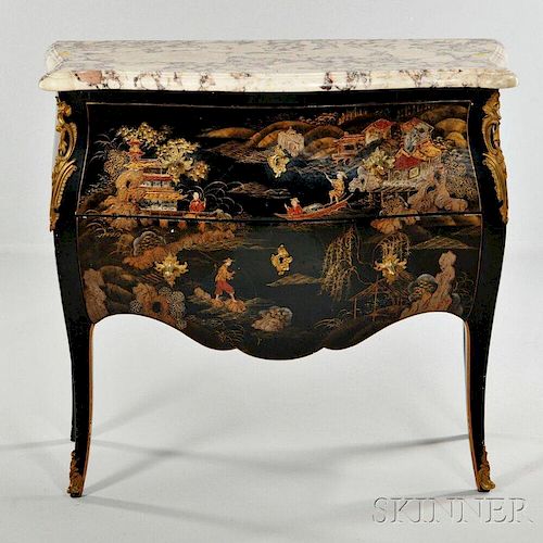 Louis XV-style Japanned Marble-top Commode