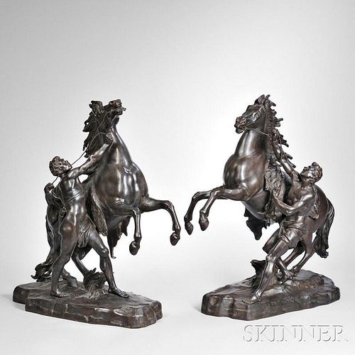 After Guillaume Coustou (French, 1677-1746)       Pair of Bronze Marly Horses