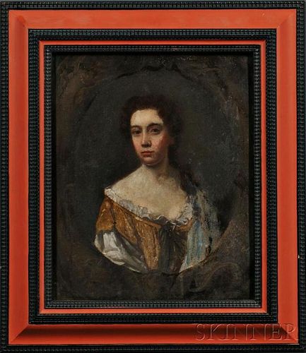 English or Continental School, 18th Century      Portrait Sketch of a Young Woman in Gold and White