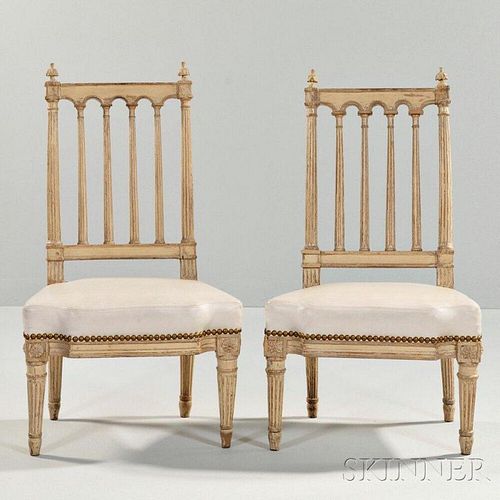 Two Diminutive Louis XVI-style Painted Chairs