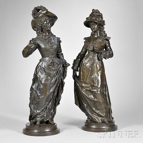 Ernest Rancoulet (French, 1870-1915)       Pair of Bronze Figures of Victorian Women