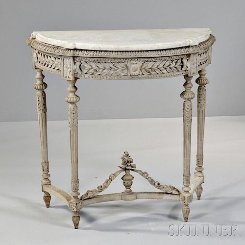 Louis XVI-style Painted Marble-top Console