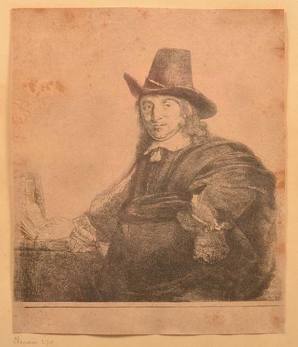 Rembrandt Etching of Artist Jan Asselyn, C. 1647.