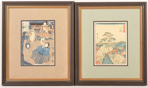 Two 19th Century Oriental Colored Block Prints.