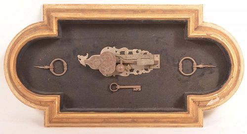 18th Century Style Engraved Iron Lock.