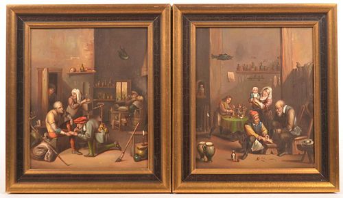 Two 19th Cent. Continental Oil on Tin Paintings.
