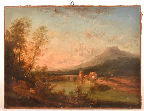 Continental 18th Cent. Oil landscape Painting.