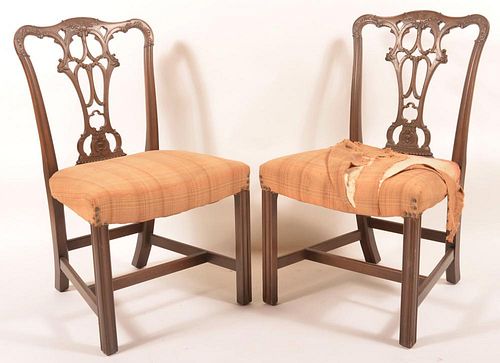 Pair of Chippendale Style Mahogany Sidechairs.
