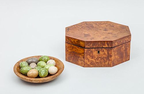 Burl Birch Octagonal Box and a Scottish Burl Oak Bowl