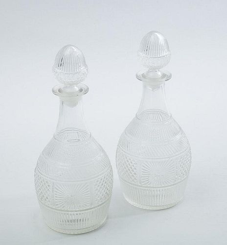 Two American Molded Glass Decanters and Stoppers