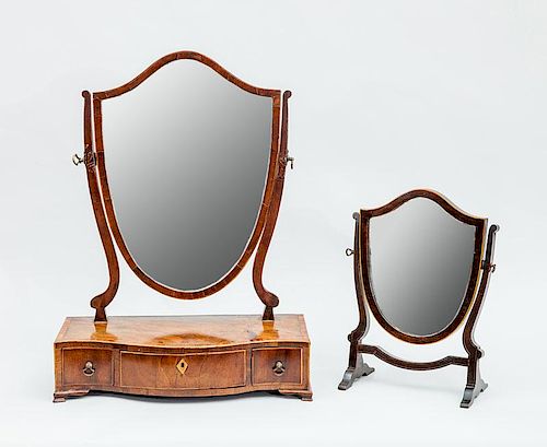 George III Style Dressing Table Mirror on Serpentine-Fronted Base