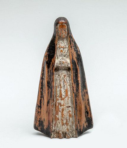 Spanish Colonial Carved and Painted Wood Figure of the Madonna