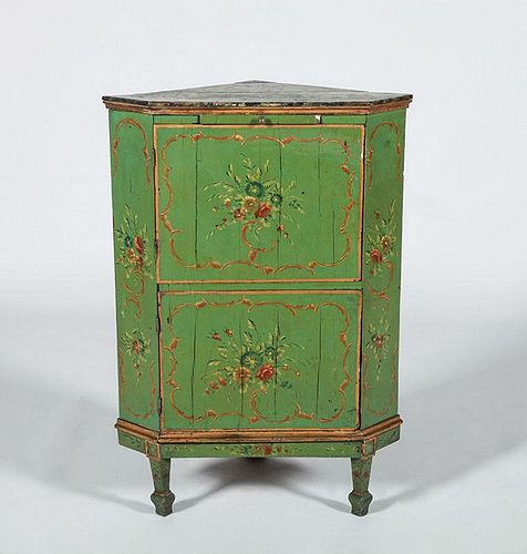 Continental Painted Corner Cupboard