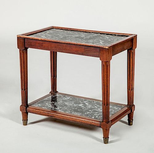 Louis XVI Style Mahogany and Marble-Inset Phone Table