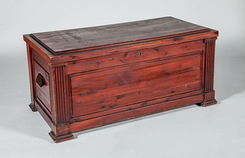 Provincial Carved and Stained Cedar Blanket Chest