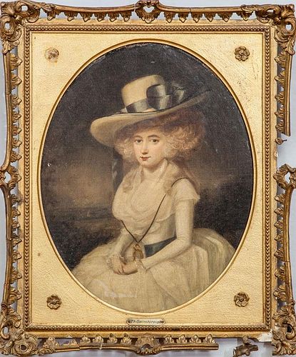 Circle of John Downman (1750-1824): Portrait of a Lady in a White Dress and a Hat