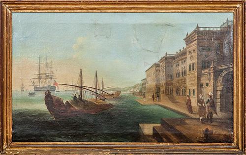 Italian School: Venetian Harbor Scene