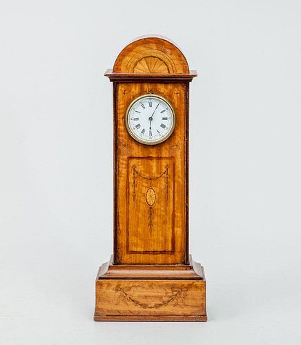 George III Style Inlaid Satinwood Miniature Longcase Clock