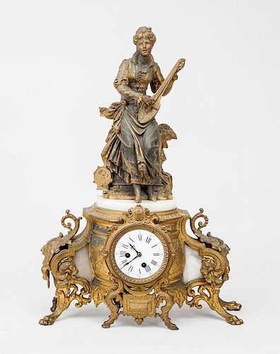 Louis XVI Style Gilt-Metal and Marble Clock