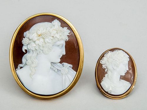 Two Italian Carved Cameo Brooches