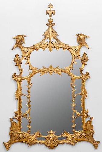 Pair of George III Style Carved Giltwood Mirrors
